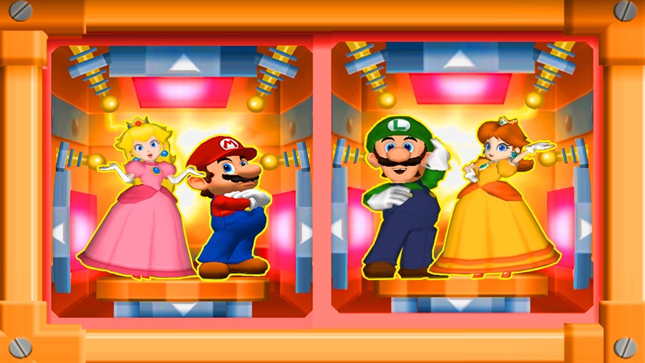 Mario Party 7 Minigames - Couple's Battle - Mario and Peach vs Luigi and Daisy