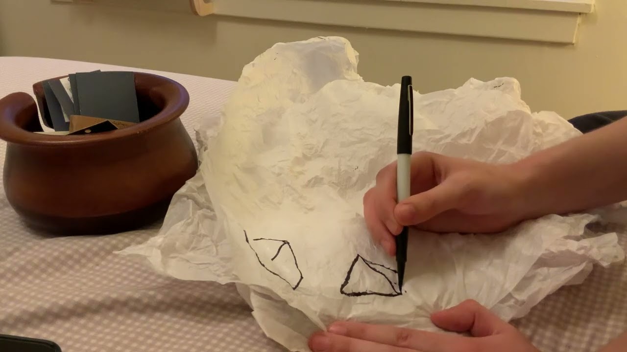 ASMR lofi drawing 3d shapes tutorial: tissue paper, instructions, drawing sounds