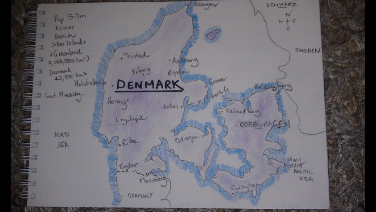 ASMR - Drawing a Map of Denmark - Australian Accent - Chewing Gum & Describing in a Quiet Whisper