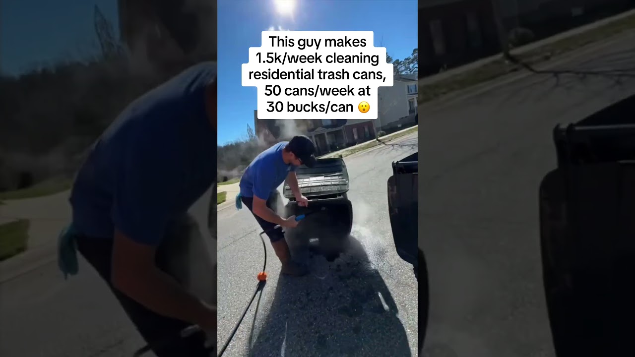 TRASH CAN CLEANING #shorts #business #makemoney #cleaning #trash #businessideas #money #moneytips