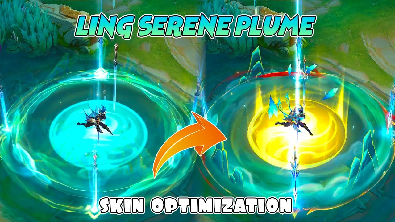 Оптимизация скина Ling Serene Plume Collector по сравнению со старыми эффектами навыка