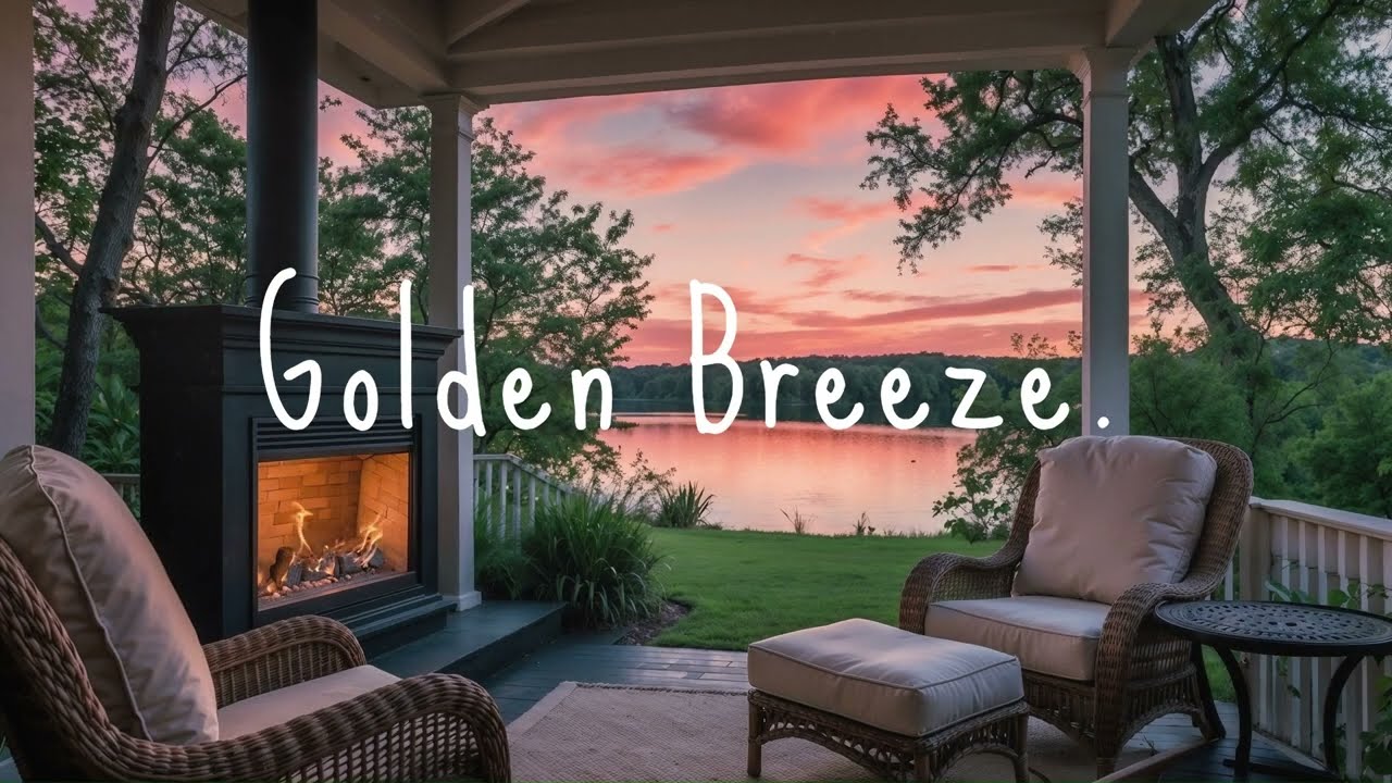 Golden Hour by the Fireplace | Calm Lake View & Peaceful Ambience to Unwind. 🌸