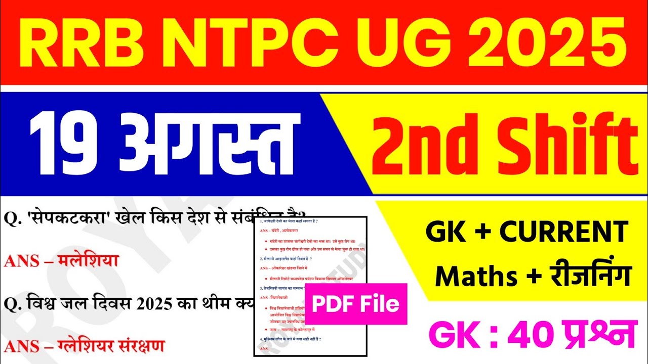RRB NTPC 19 August 2nd Shift Analysis 2025 | RRB NTPC EXAM Analysis 2025 | RRB NTPC ANALYSIS 2025