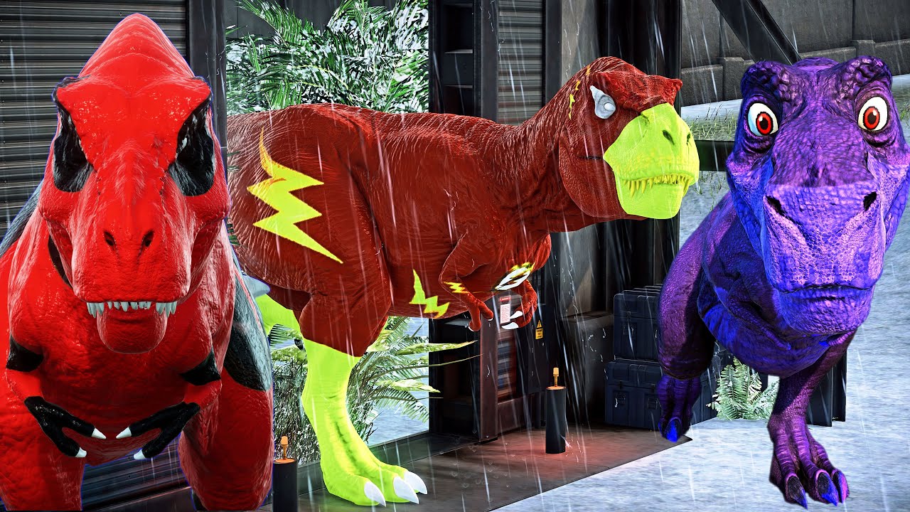 Flash T-Rex Vs Deadpool T-Rex  Vs Chomper | Jurassic World Evolution