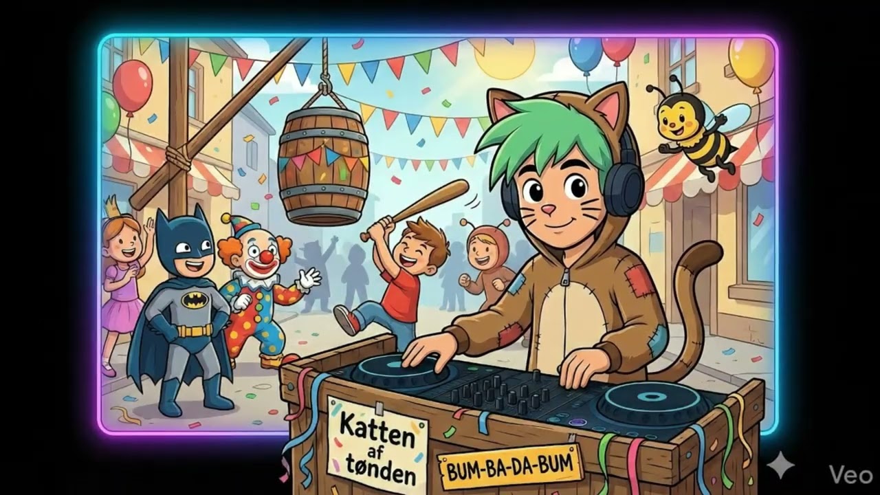Katten af tønden: Dansk Fastelavnssang med Tekst | Slå Katten af Tønden Musik | Rytmos Robot Musik