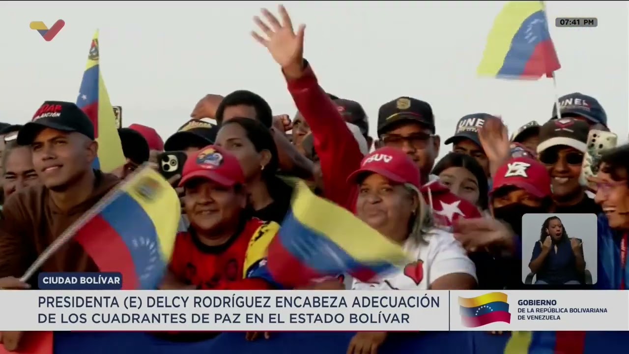 Delcy Rodríguez en adecuación de cuadrantes de paz en el estado Bolívar, 5 de febrero 2026