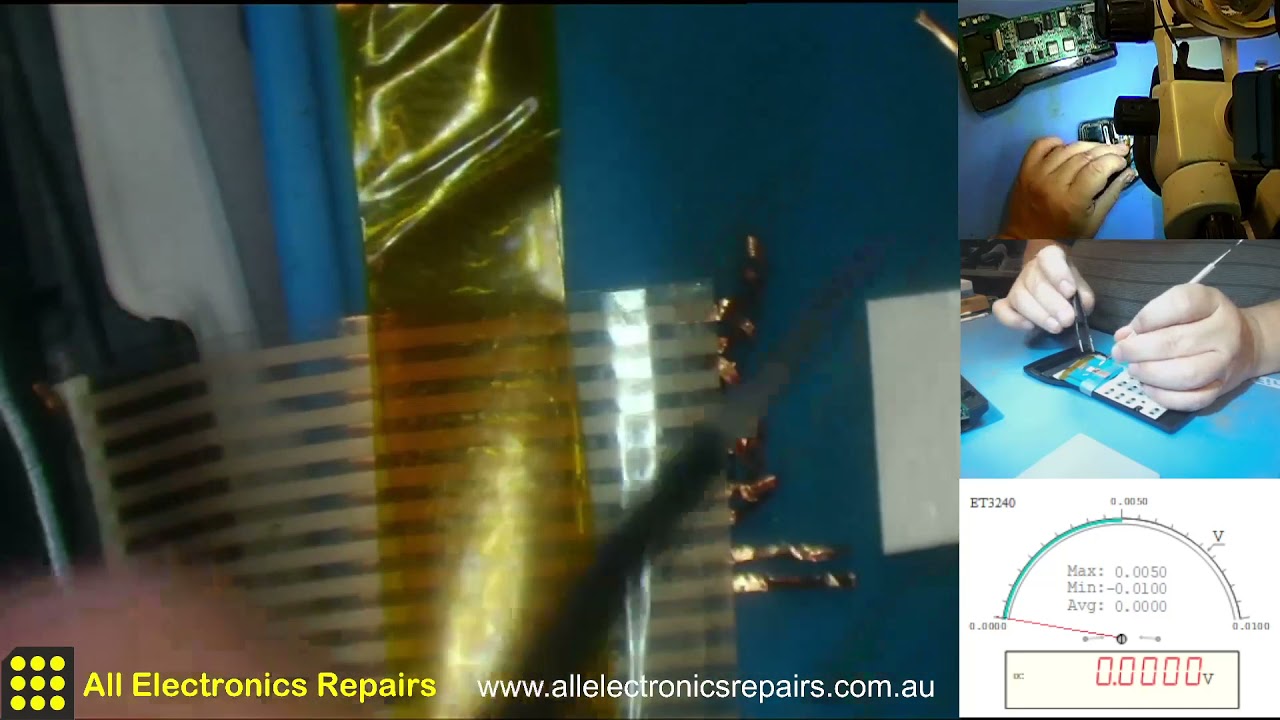 Cracked printed ribbon cable repair attempt