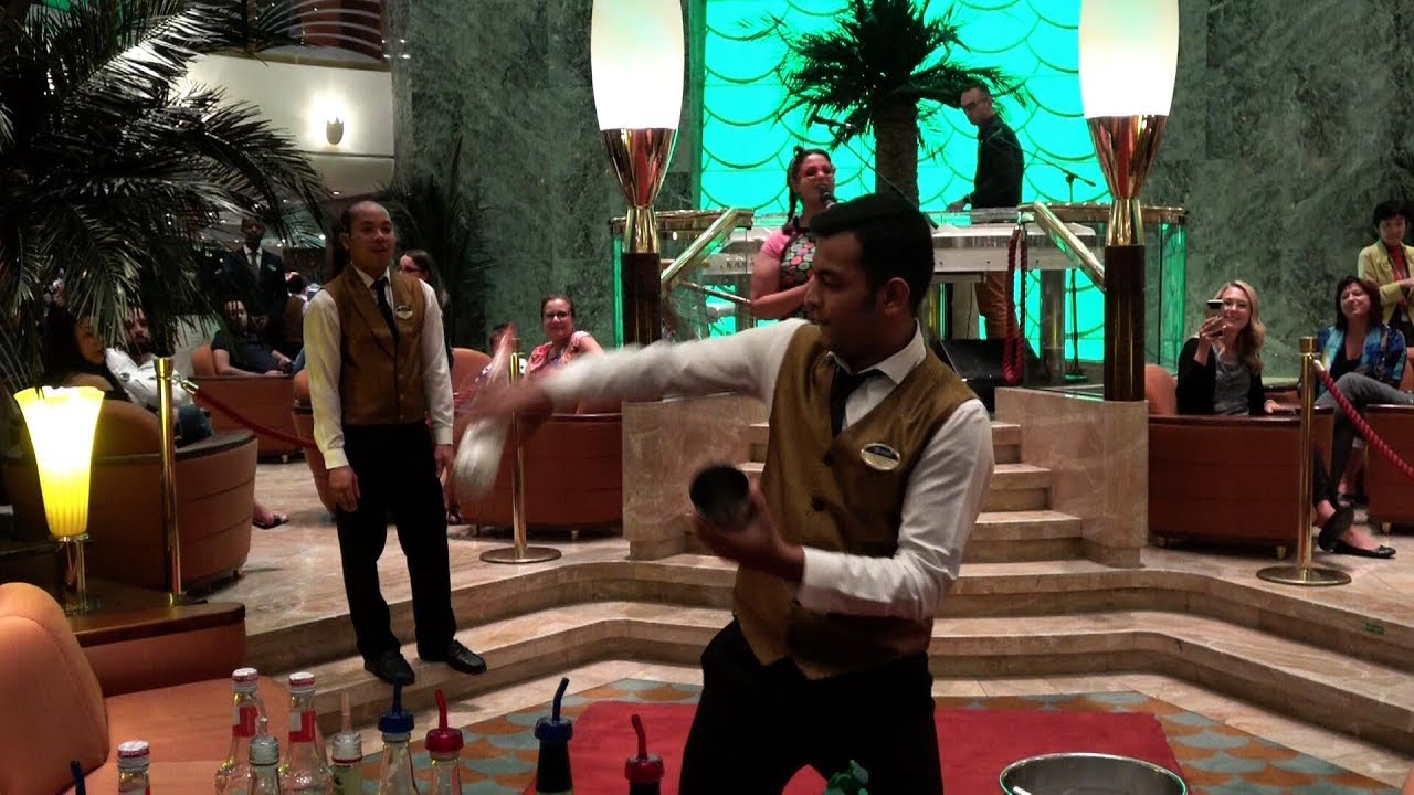 AMAZING BARTENDER SHOW ON A CRUISE SHIP - incredible bartender  skills