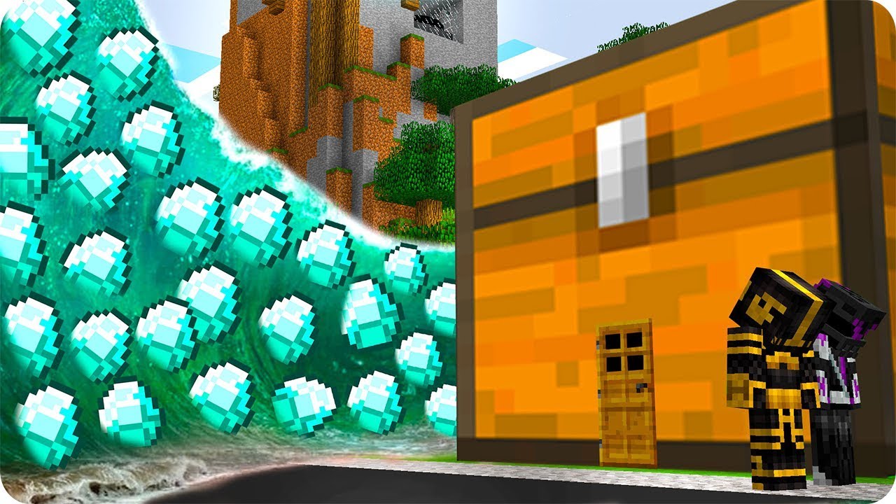 COFRE VS TSUNAMI DE DIAMANTES EN MINECRAFT 😱 | RETO CASA VS TSUNAMI EN MINECRAFT