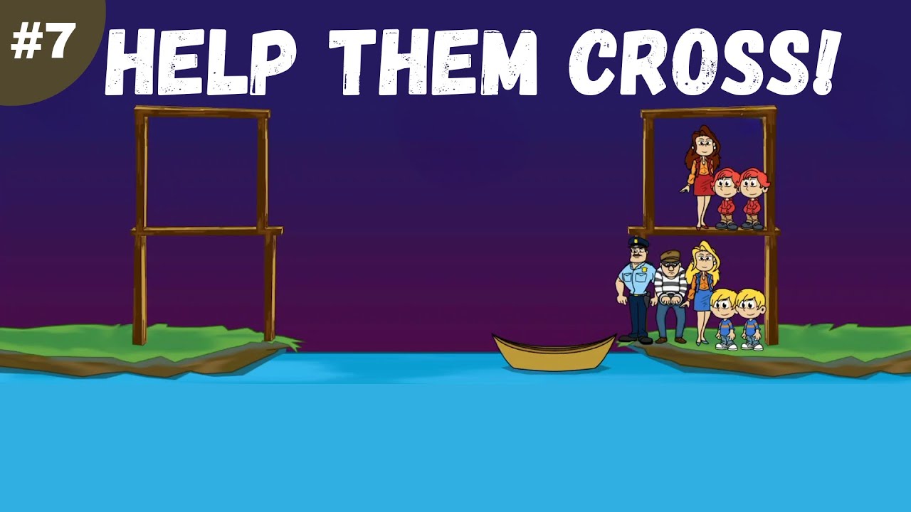 Police, Robber, 2 Moms and 6 Children river crossing Puzzle