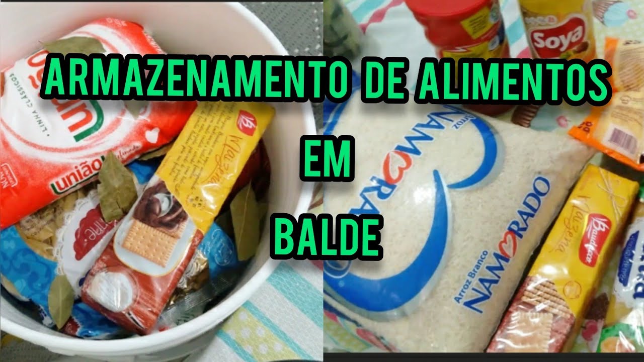 Armazenamento de alimentos em balde