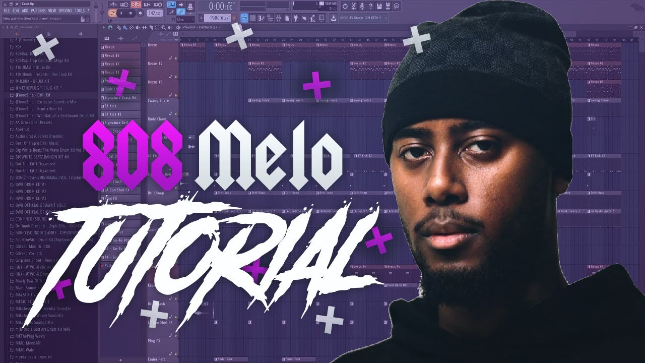 HOW 808 MELO MAKES HIS BEATS IN FL STUDIO 20 | UK DRILL TUTORIAL | UK/NY DRILL DRUMKIT