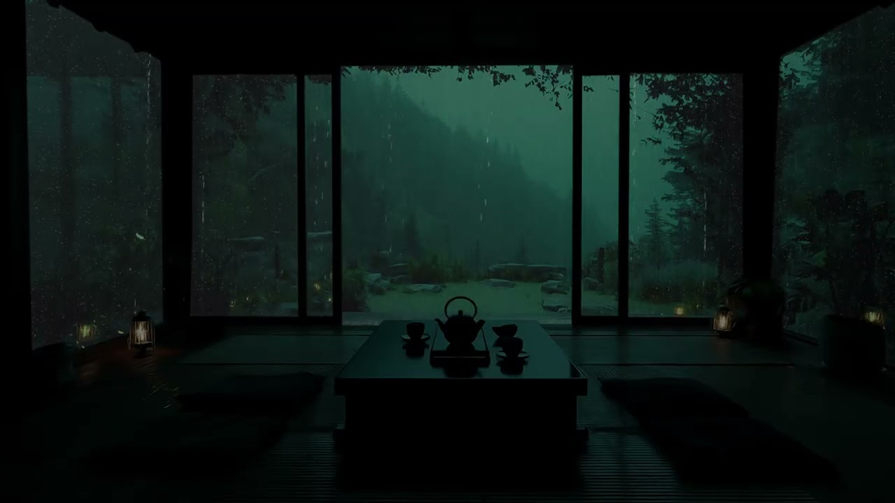Quiet Mountain Cabin Rain at Night 🌧 (No Ads) | Dark Bedroom Ambience for Deep Sleep & Relaxation
