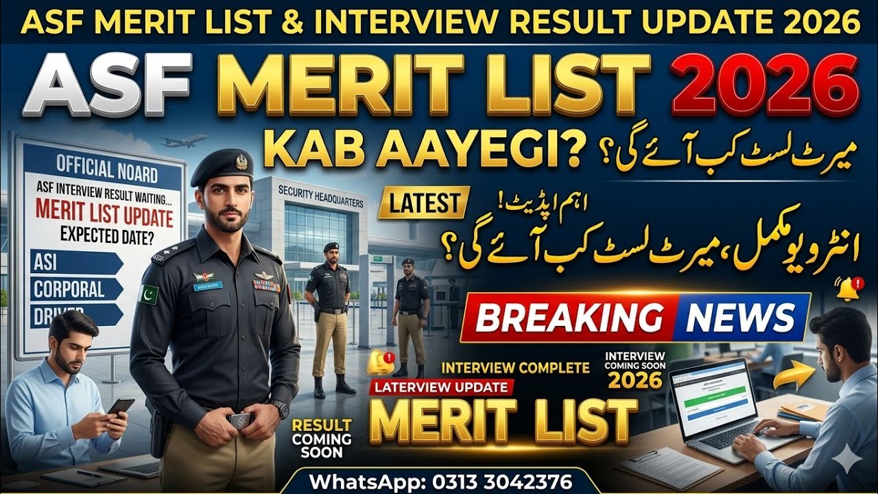 ASF Interview Result 2026 | ASF Final Merit List Update | ASF Joining Letter & Medical Test News