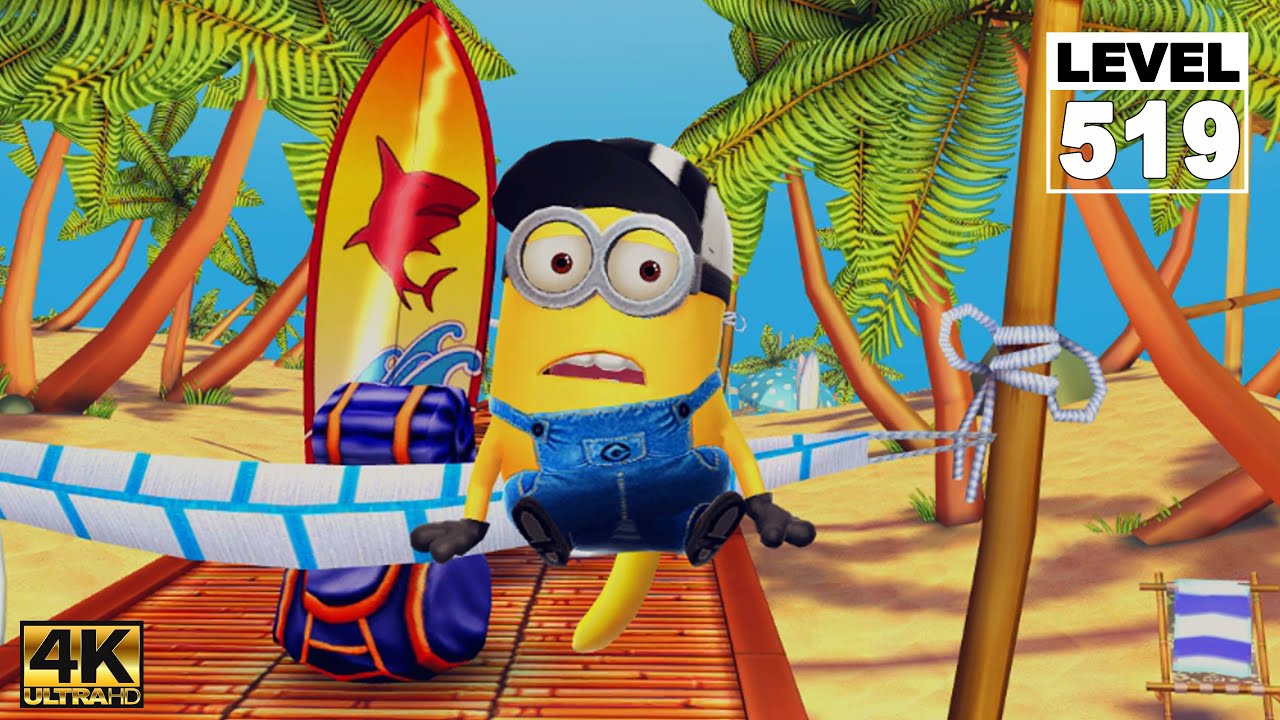 Minion Rush Referee Minion Near miss an obstacle 95 times at Minion Beach | LV.519 EP#370 | 4K