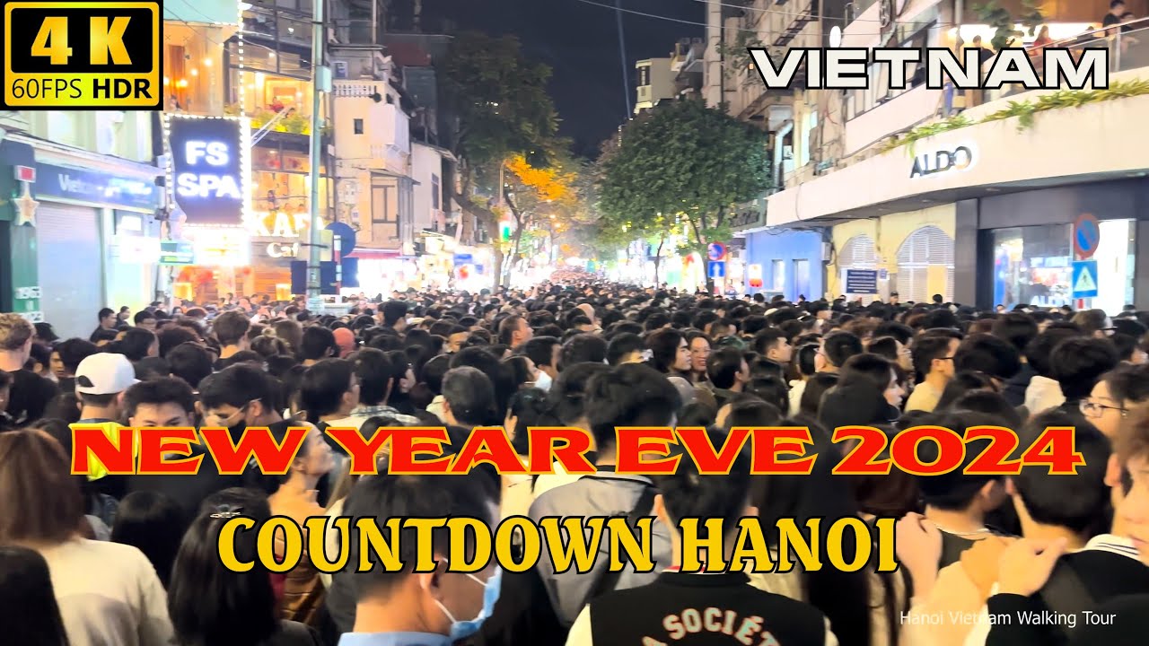 Vietnam Countdown 2024 - Hanoi City Center Street Walking Tour 🇻🇳 New Year Eve 2024 | 4K HDR 60FPS