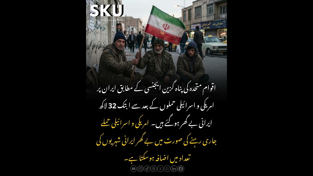 The United Nations refugee agency reports that 3.2 million Iranians have been displaced