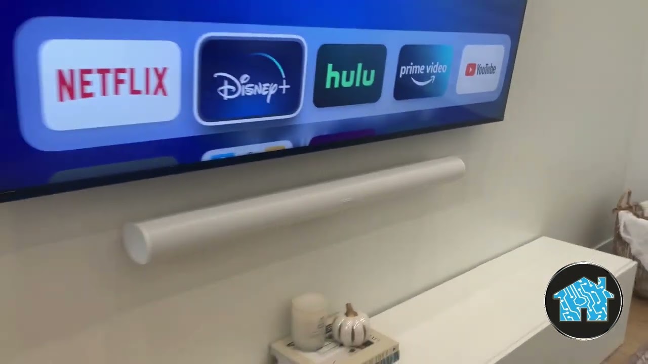 Sony 4k TV and Sonos ARC sound bar speaker with subwoofer custom installation with hidden wiring