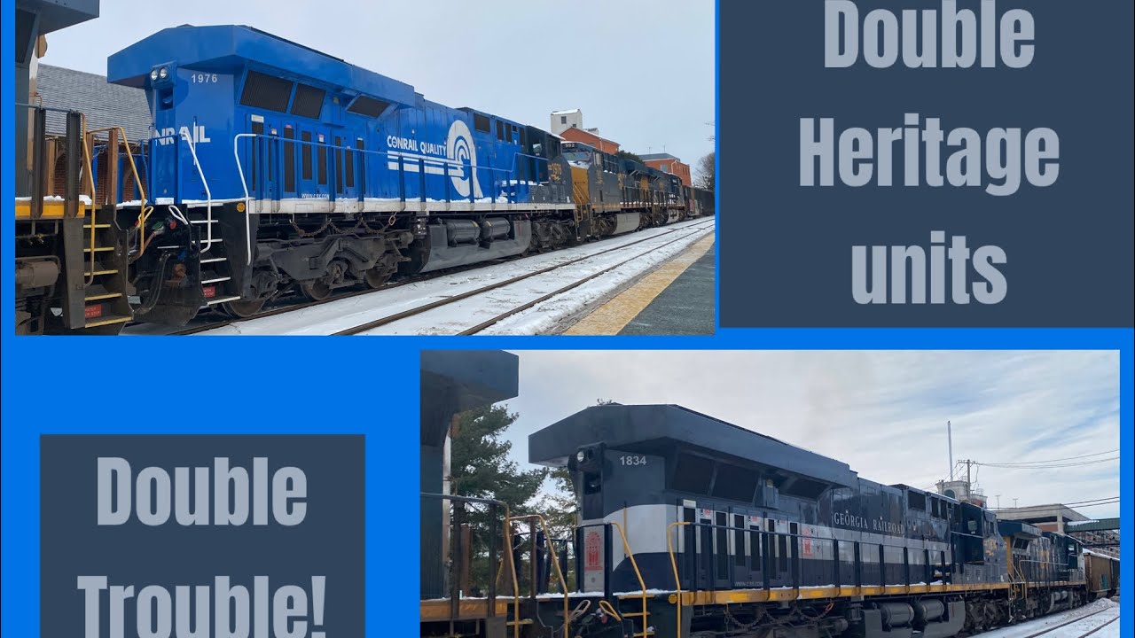 Two CSX Heritage units on two separate trains @ Gaithersburg