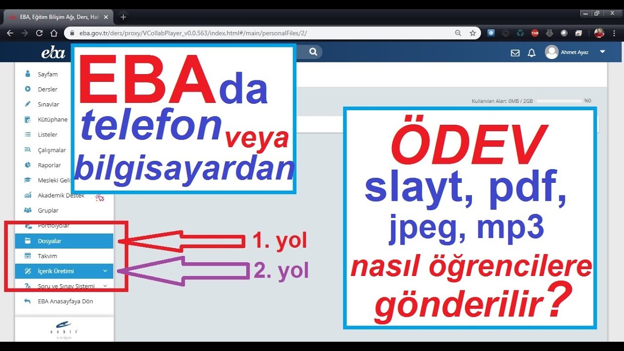 EBAdan ÖDEV Olarak SLAYT ve PDF Öğrencilere Nasıl Gönderilir? EBAya Ödev Nasıl Yüklenir?