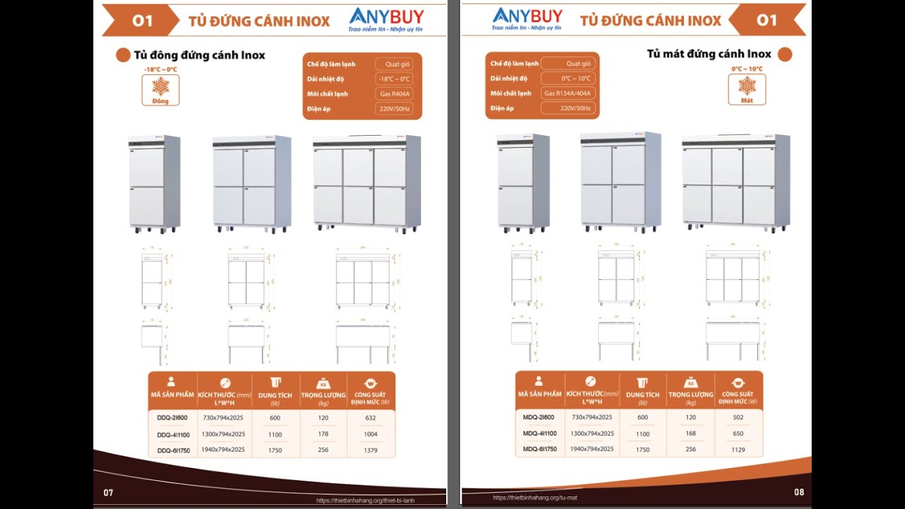 Catalogue Tủ Cấp Đông Lạnh thương hiệu ANYBUY
