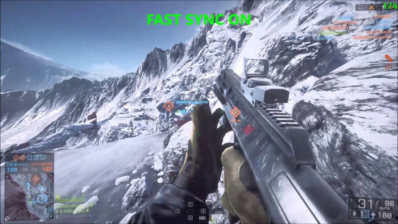 NVIDIA FAST SYNC ON VS. OFF TEST Battlefield 4 Ultra+144hz Monitor 1080p