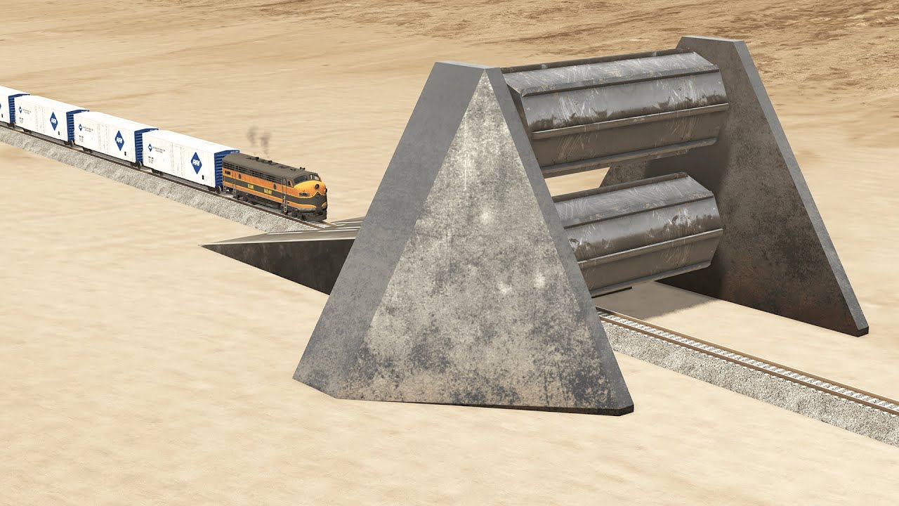Trains vs Spinning Roller – BeamNG.Drive