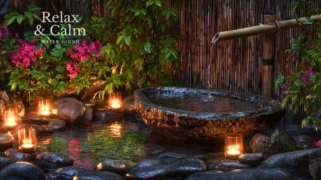 Relaxing Music & Bamboo Water Sounds 🌿 Deep Sleeping Music, Stress Relief, Relax Mind Body & Anxiety