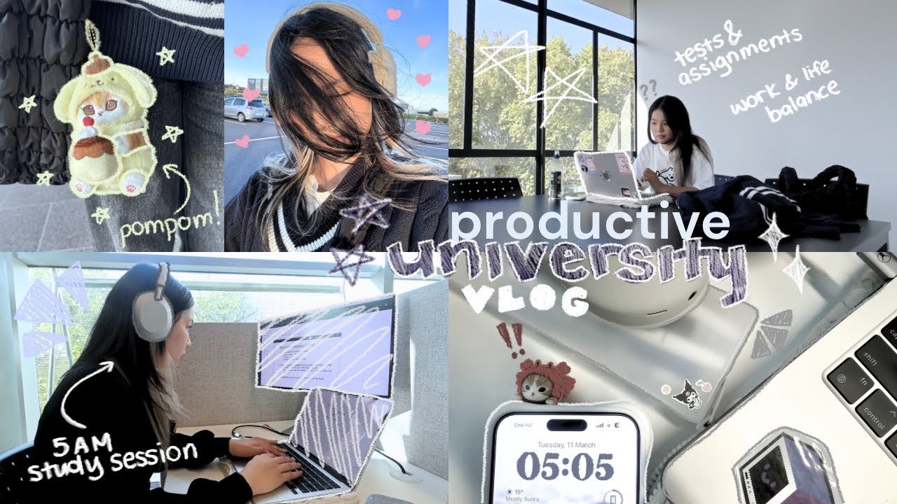 PRODUCTIVE university vlog 👩🏻‍💻📂 5am mornings, study/work days, & more