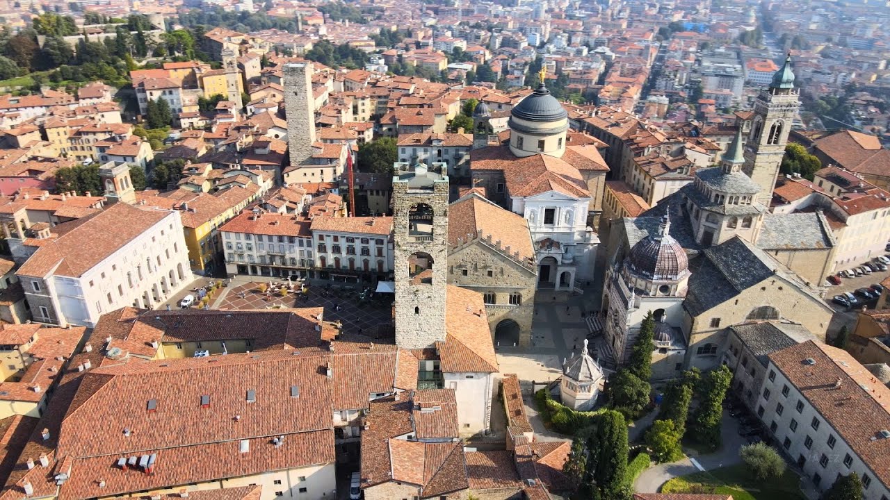 4K Bird's view of Bergamo - Italy
