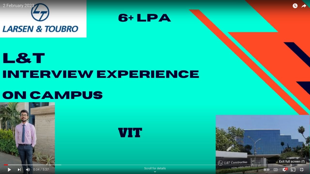 L&T Interview Experience | VIT | EEE Core | 2023 | Superdream | #placement