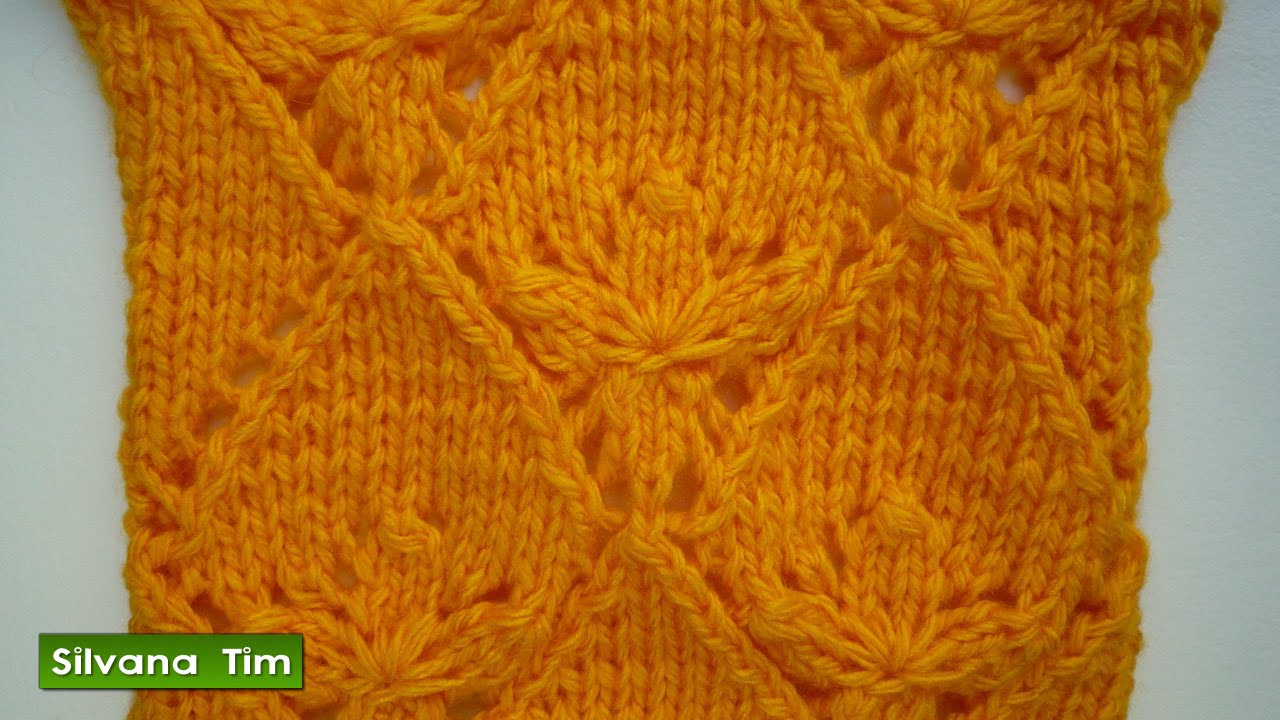 Punto (puntada) FLOR en ROMBO. Tejido con dos agujas # 246 Knitting.