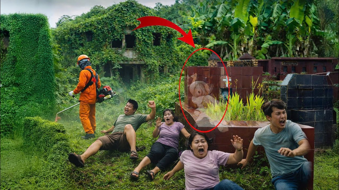 Time-Lapse: Cemetery Cleanup Turns Into Panic 😱 A Strange Figure Appears Inside a Tomb