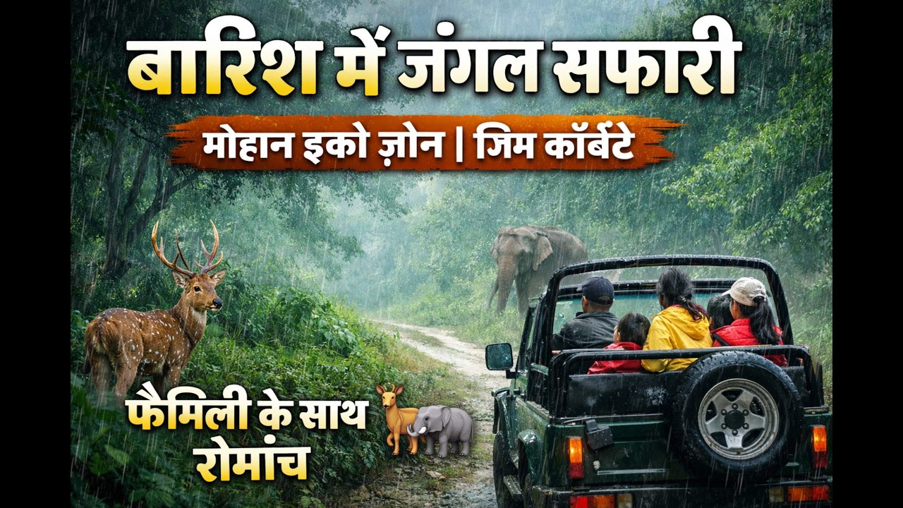 Jungle Safari in the Rain 🌧️🌲 | Exciting Experience at Jim Corbett Mohan Eco Zone | Unforgettable Trip with Family 🐘🦌
