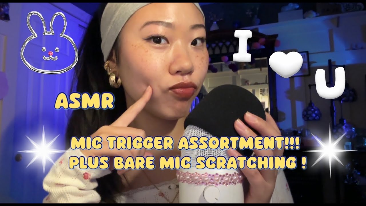 ASMR mic trigger assortment!!! (foam and bare mic tinglezzz)