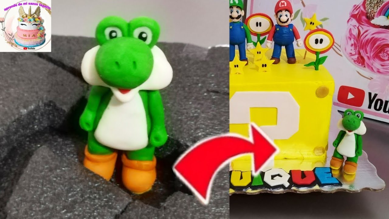 cómo hacer a YOSHI de fondant | cómo hacer a Yoshi de Mario Bros | cake topper