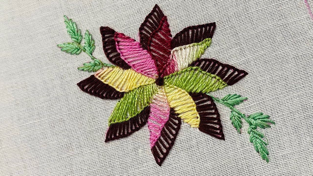 Very unique and Gorgeous flower embroidery tutorial | hand-embroidery flower design 