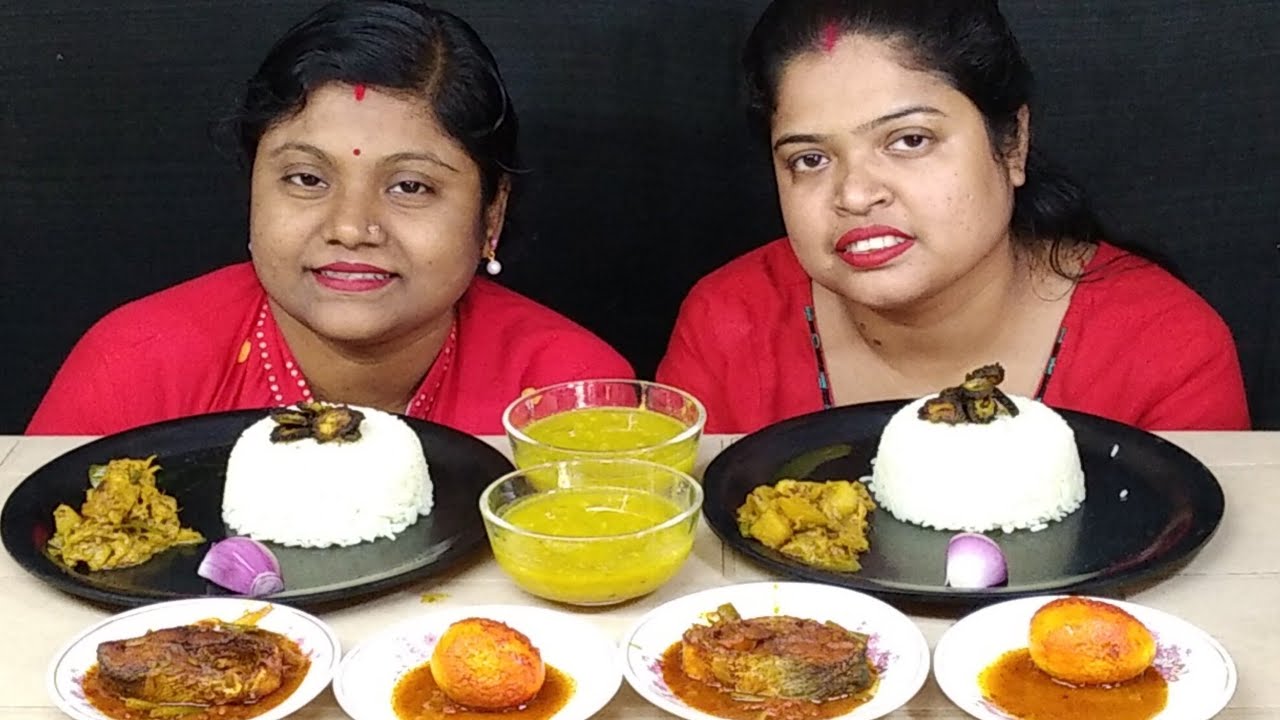 FISH CURRY EGG CURRY WITH DAL CHAWAL EATING CHALLENGE // BENGALI EATING SHOW // food family & more