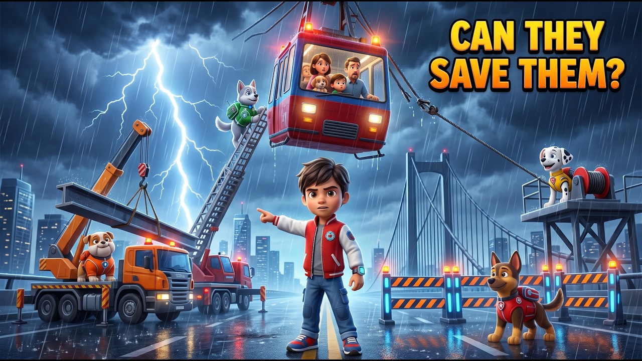 Hero Dogs Save the Cable Car! 🚒🚓 Epic Storm Rescue Adventure | Kids Song | 3D Cartoon animation