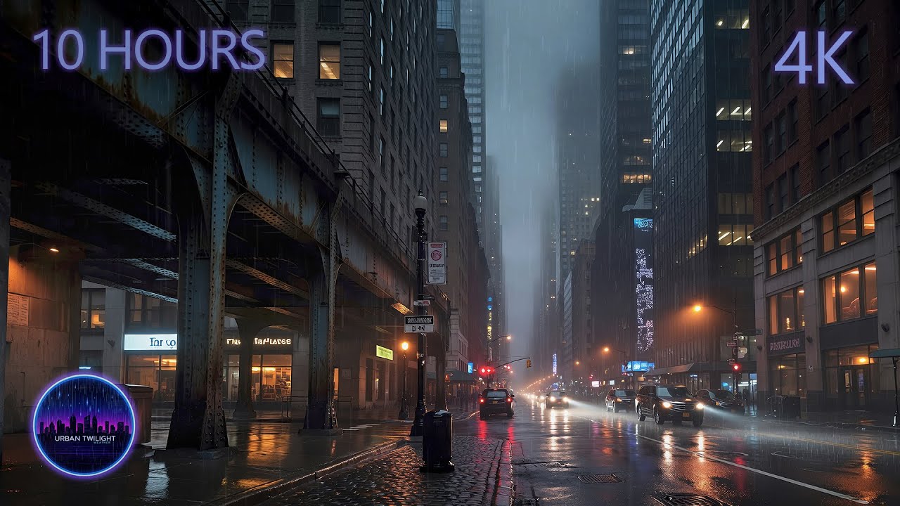 The Mistbound City | 11 Hours of Calm Rain on a Neon Street