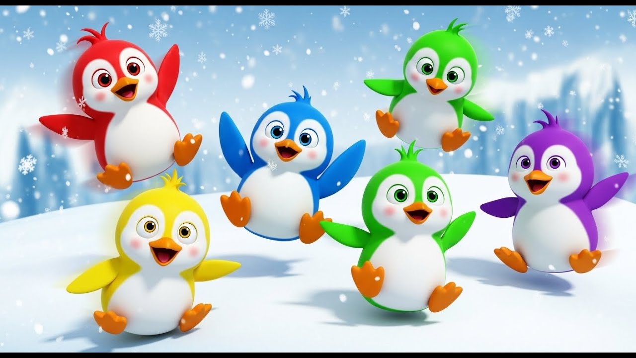 Cinco Pequeños Pingüinos Caminan Como Patos | Canciones del Ártico y Rimas Infantiles