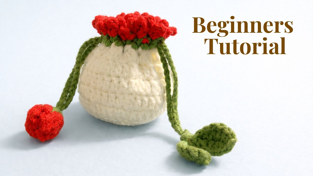 Easy Crochet Floral Drawstring Pouch 🌸🧶 | Cute Mini Bag for Small Items