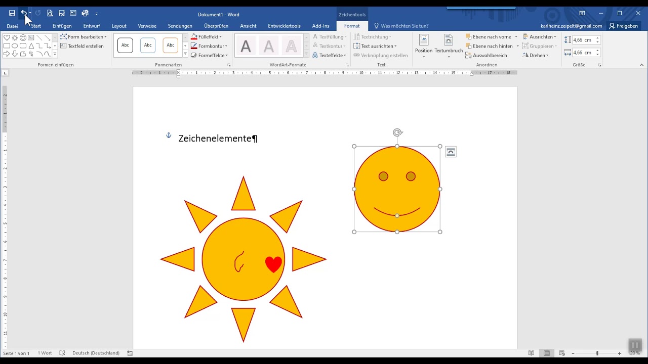 Zeichenelemente und Screenshots