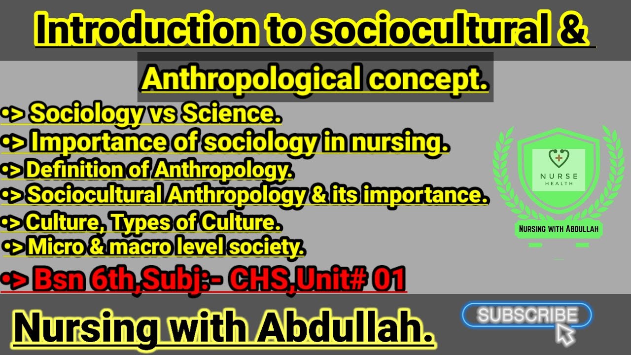 Introduction to sociocultural and anthropological concept in urdu hindi| bsn 6th sem|Unit# 1| CHS|