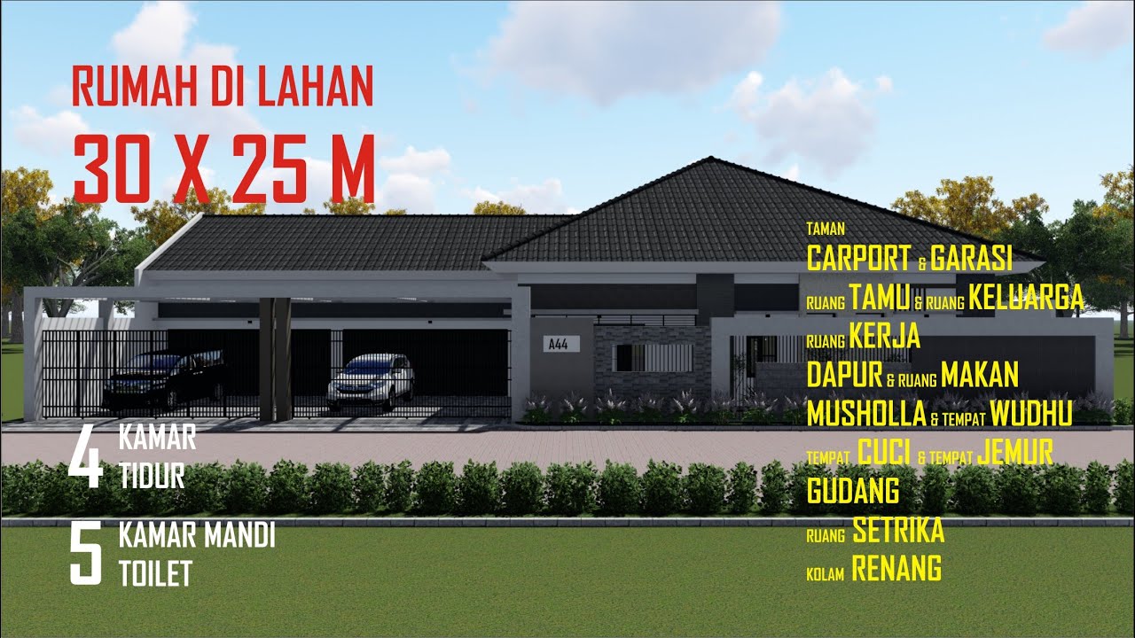 Rumah 1 Lantai Di Lahan 30 x 25 M [A44]