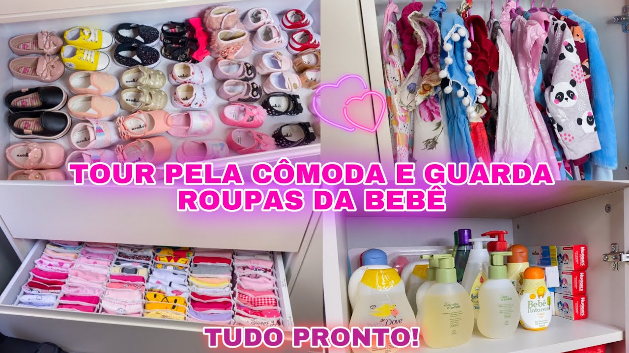 TOUR PELA CÔMODA E GUARDA ROUPAS DA BEBÊ | TUDO ORGANIZADO | Nadja Meyre