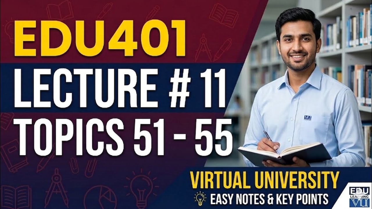 EDU401 Short Lecture 11 | Topic 31&ndash;36|Updated Lectures and Handouts#MidtermPreparation #VUMasters