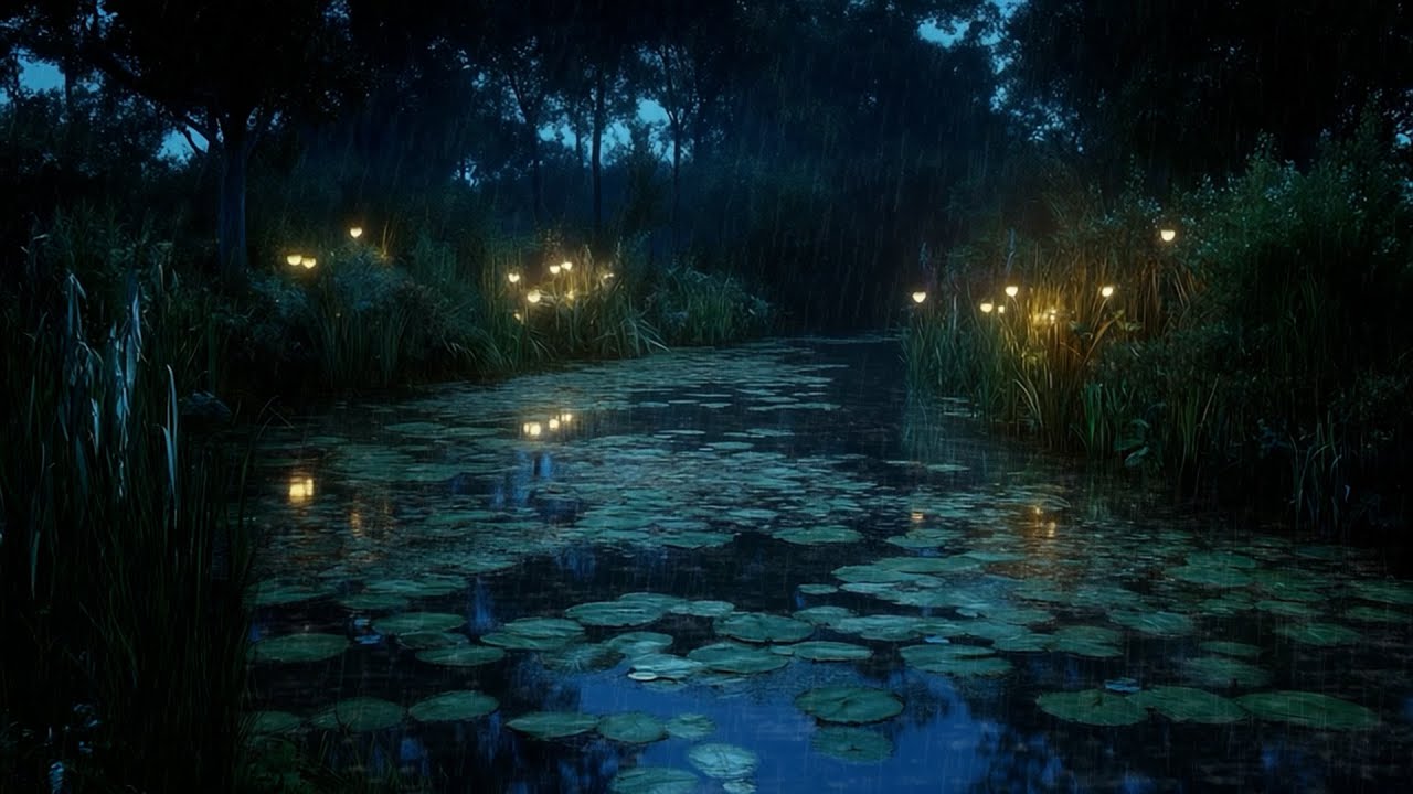 Relaxing Summer Night Rain, Crickets and Frogs - Cricket Sounds for Sleeping - Summer Night Sounds