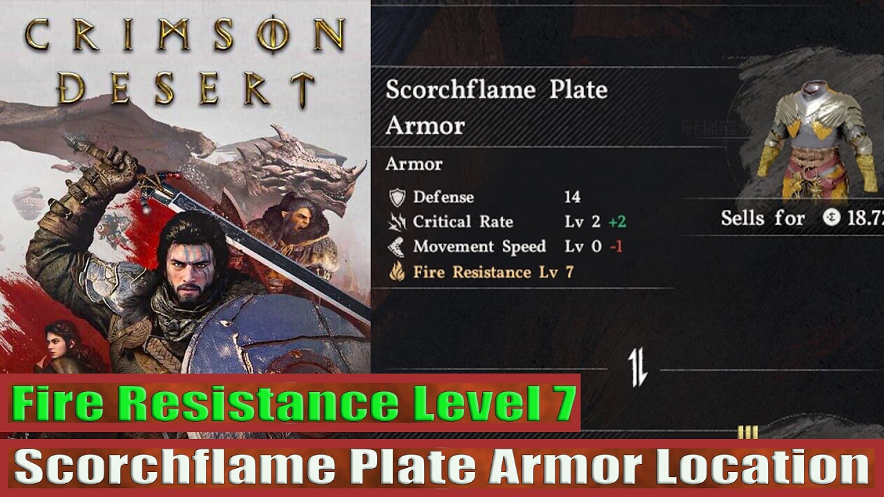Crimson Desert Scorchflame Plate Armor Location (Fire Resistance Level 7)