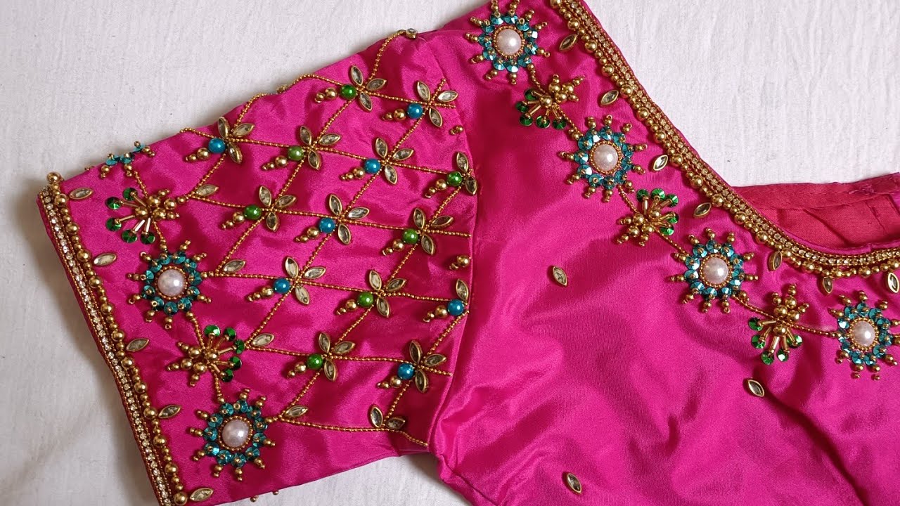 New model Bridal Blouse design with normal needle|Aari work|maggam work|Aari work with normal needle